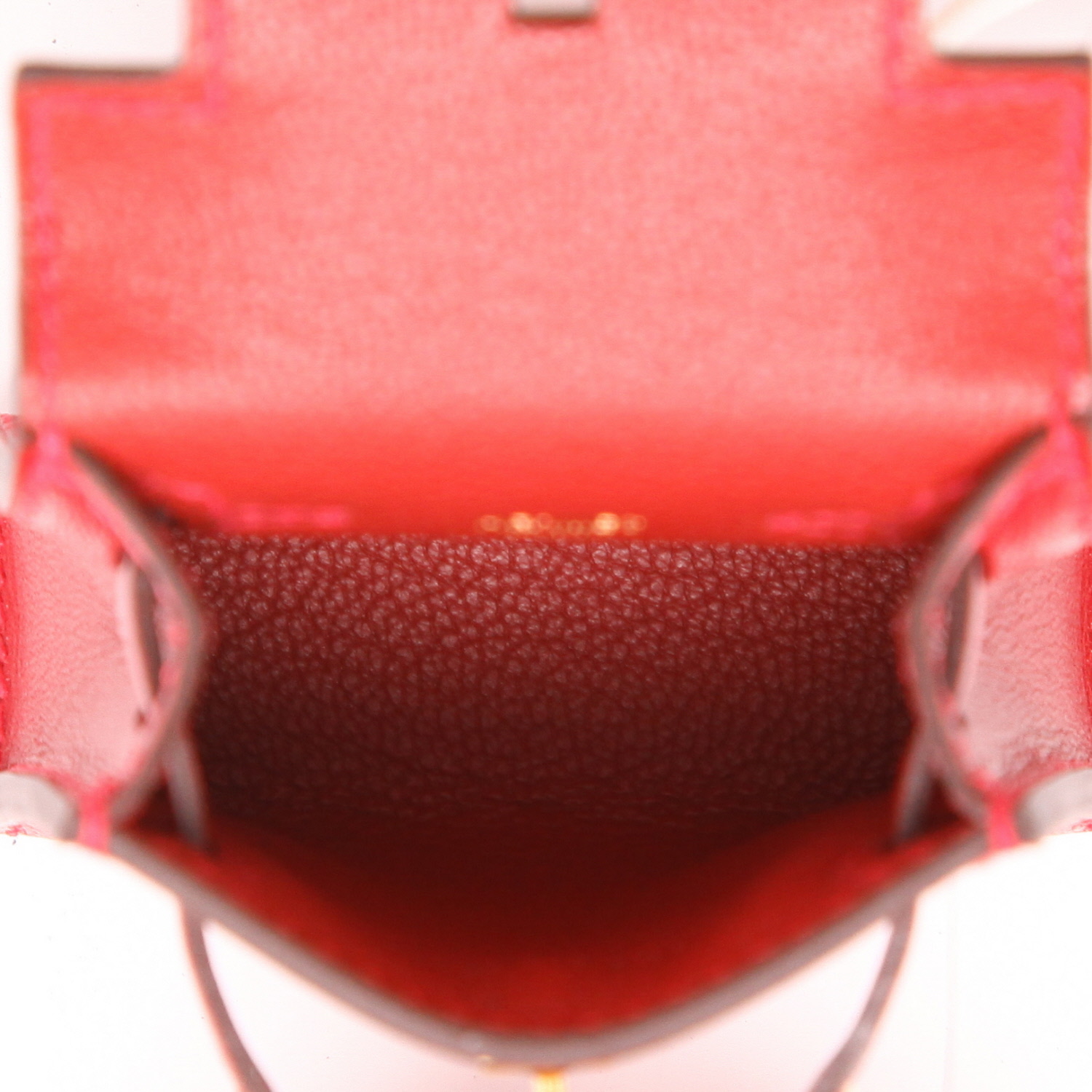 Hermès  Kelly Twilly bag charm bag accessory  in red Tadelakt leather  and multicolor silk - Detail D3