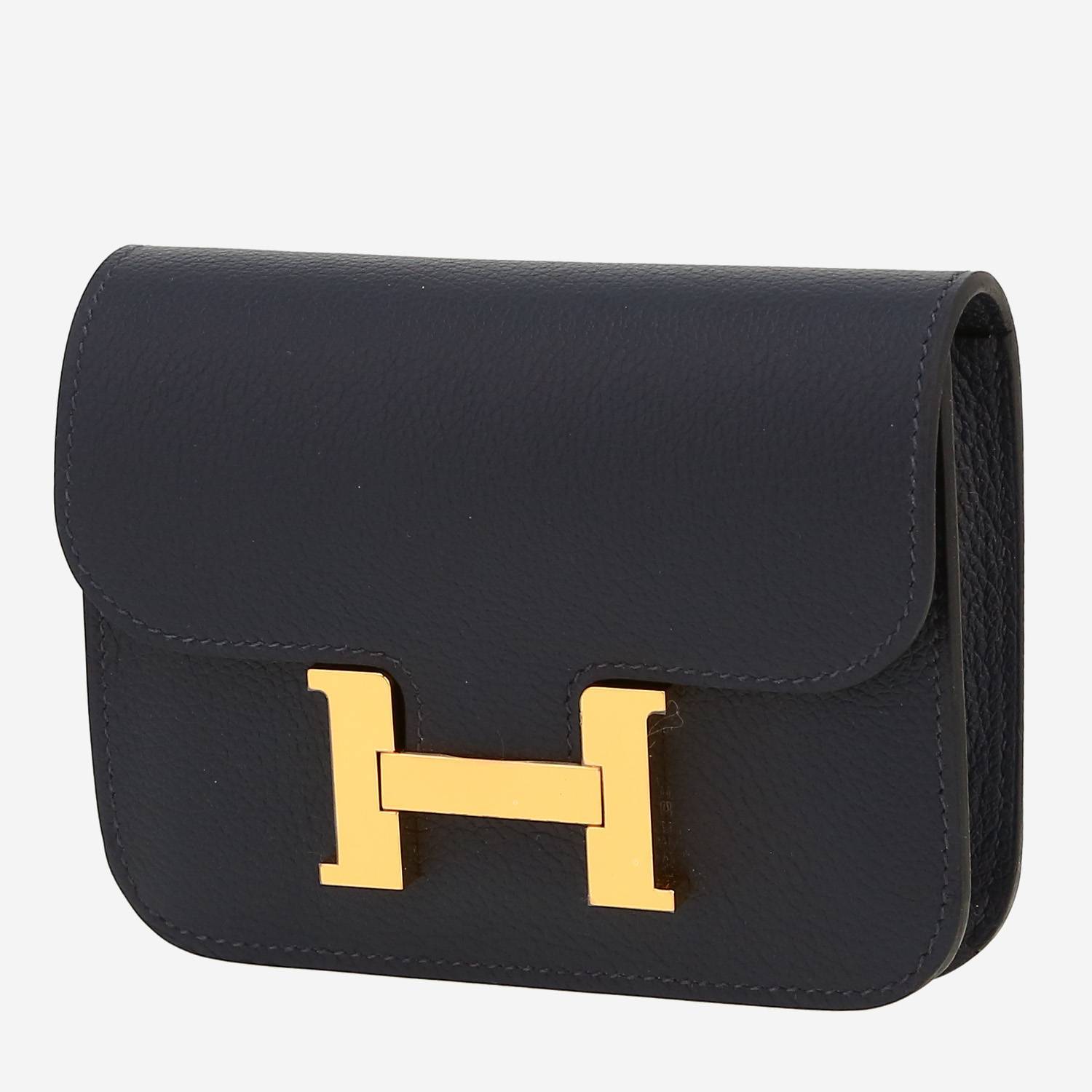 Hermès  Constance Slim pouch  in blue Evercolor leather