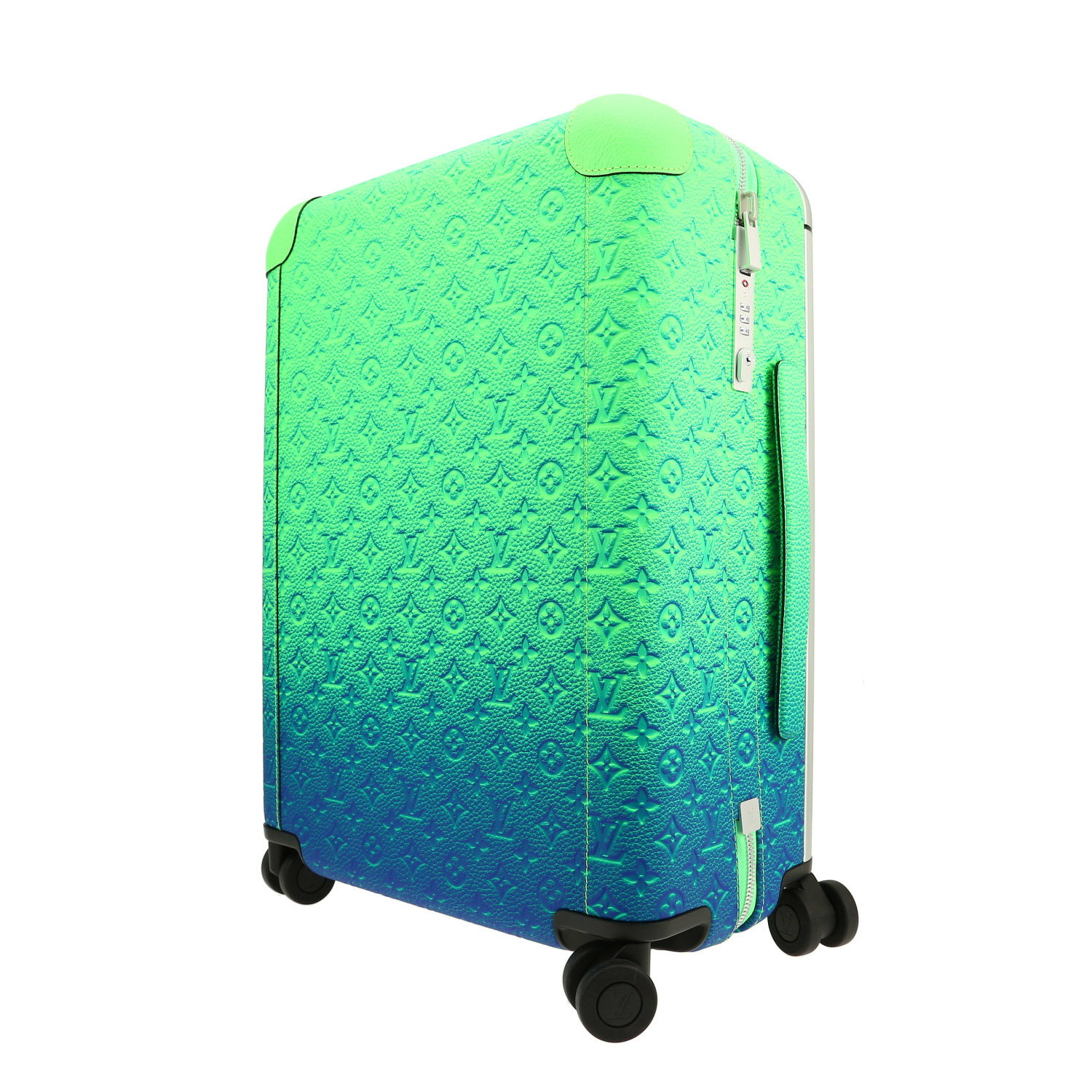 Louis Vuitton  Horizon 50 suitcase  in green and blue empreinte monogram leather - Detail D9