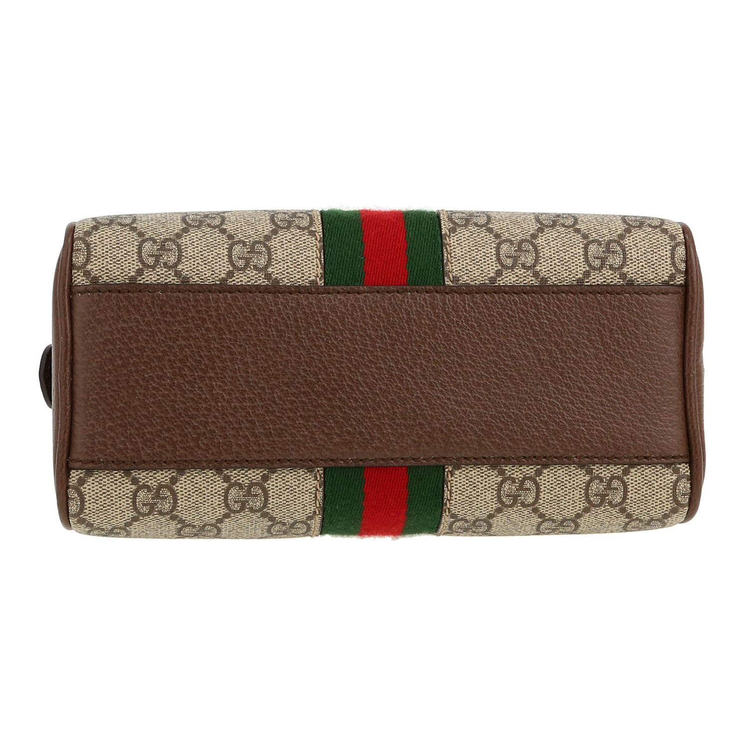 Borsa a tracolla Gucci  Ophidia mini  in tela "sûpreme GG" beige e pelle marrone - Detail D1