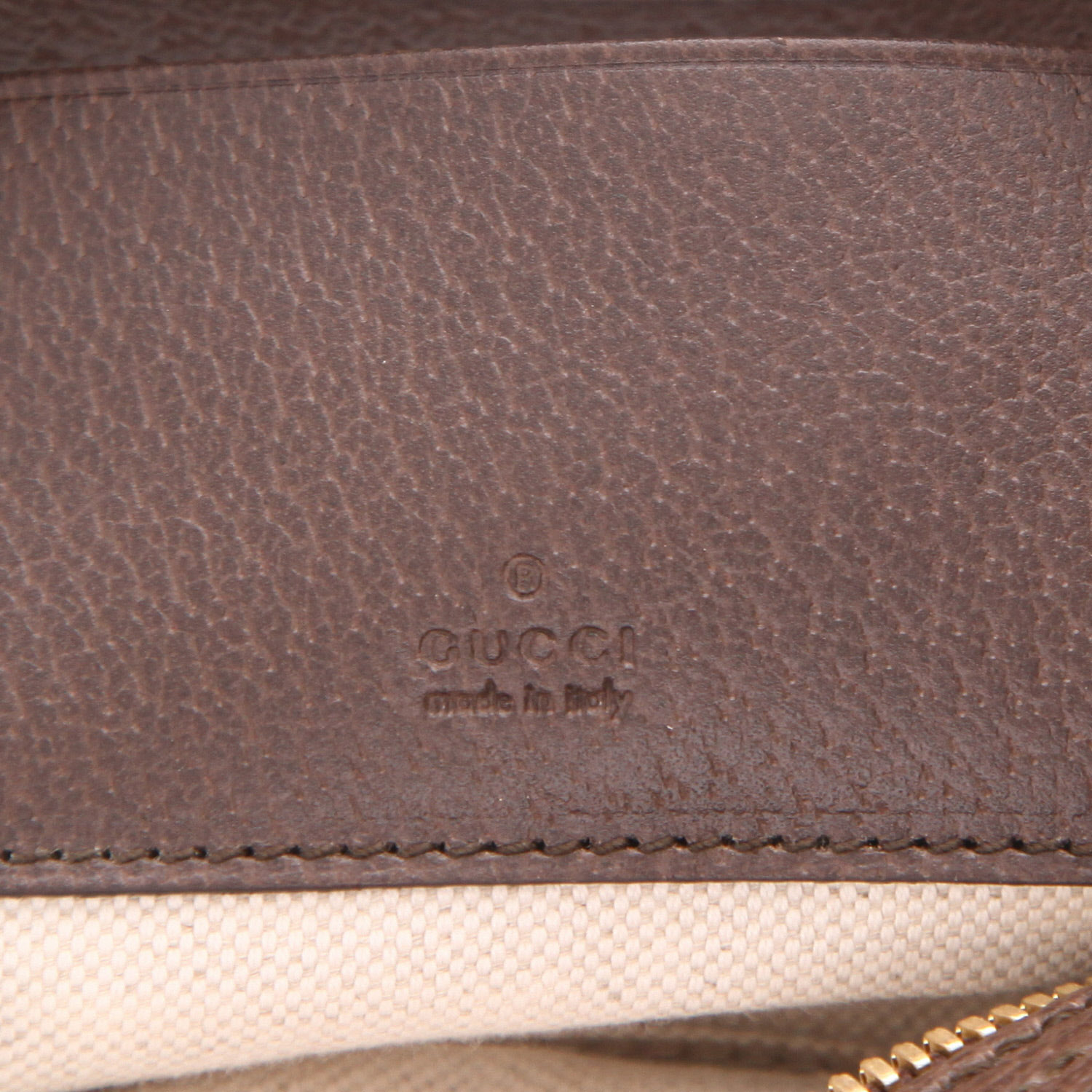 Sac bandoulière Gucci  Ophidia mini  en toile sûpreme GG beige et cuir marron - Detail D2