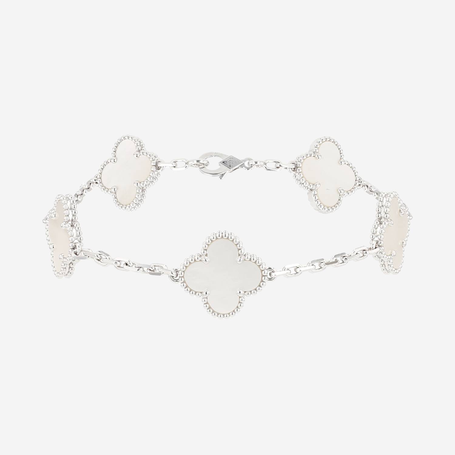 Bracelet Van Cleef & Arpels Vintage Alhambra en or blanc et nacre