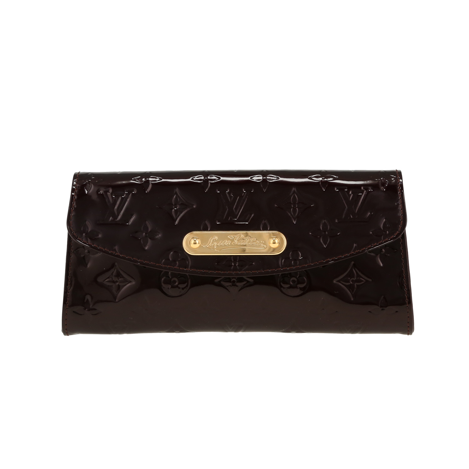 Bolso/bolsito Louis Vuitton  Sunset Boulevard en charol Monogram color burdeos - Detail D4