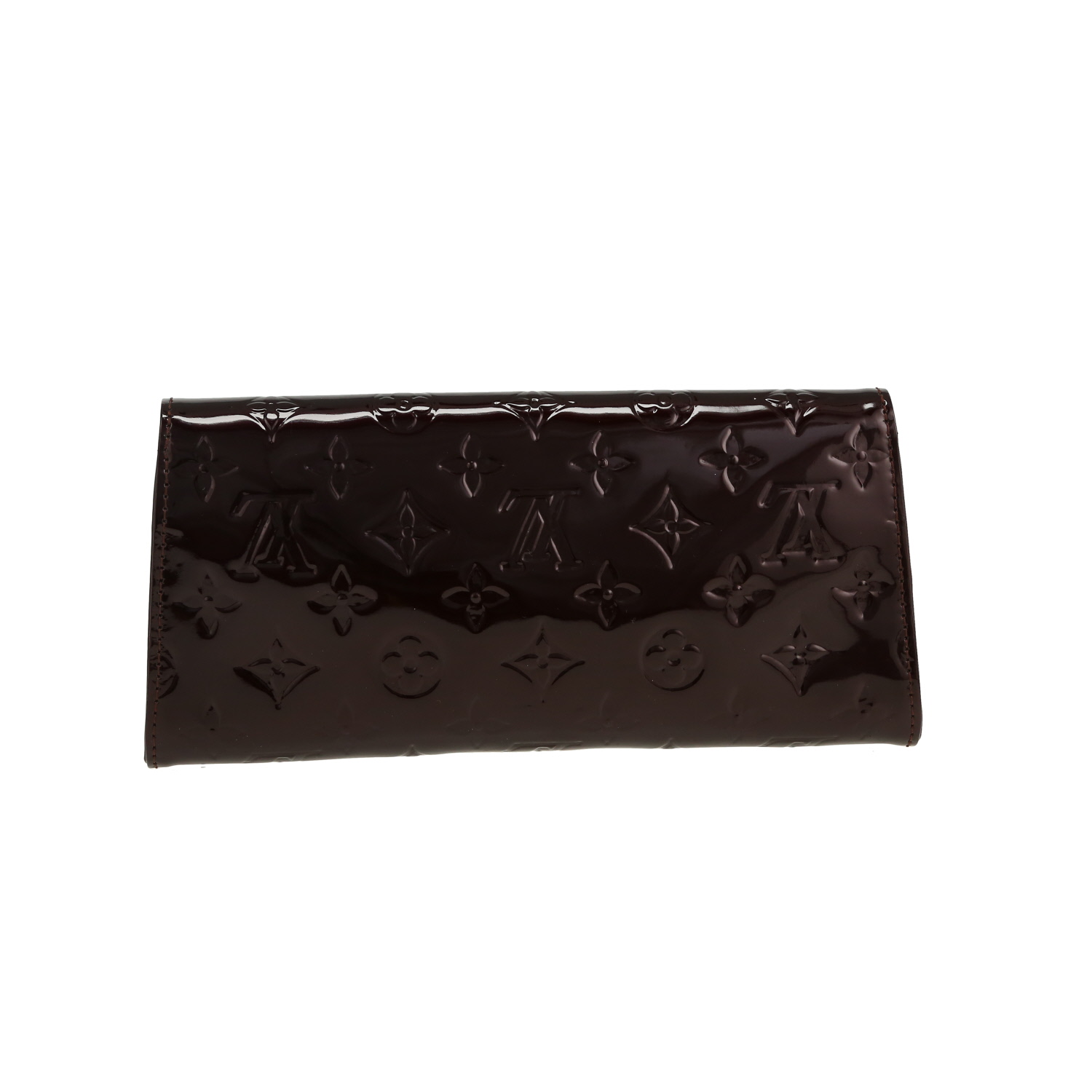 Sac/pochette Louis Vuitton  Sunset Boulevard en cuir verni monogram bordeaux - Detail D7