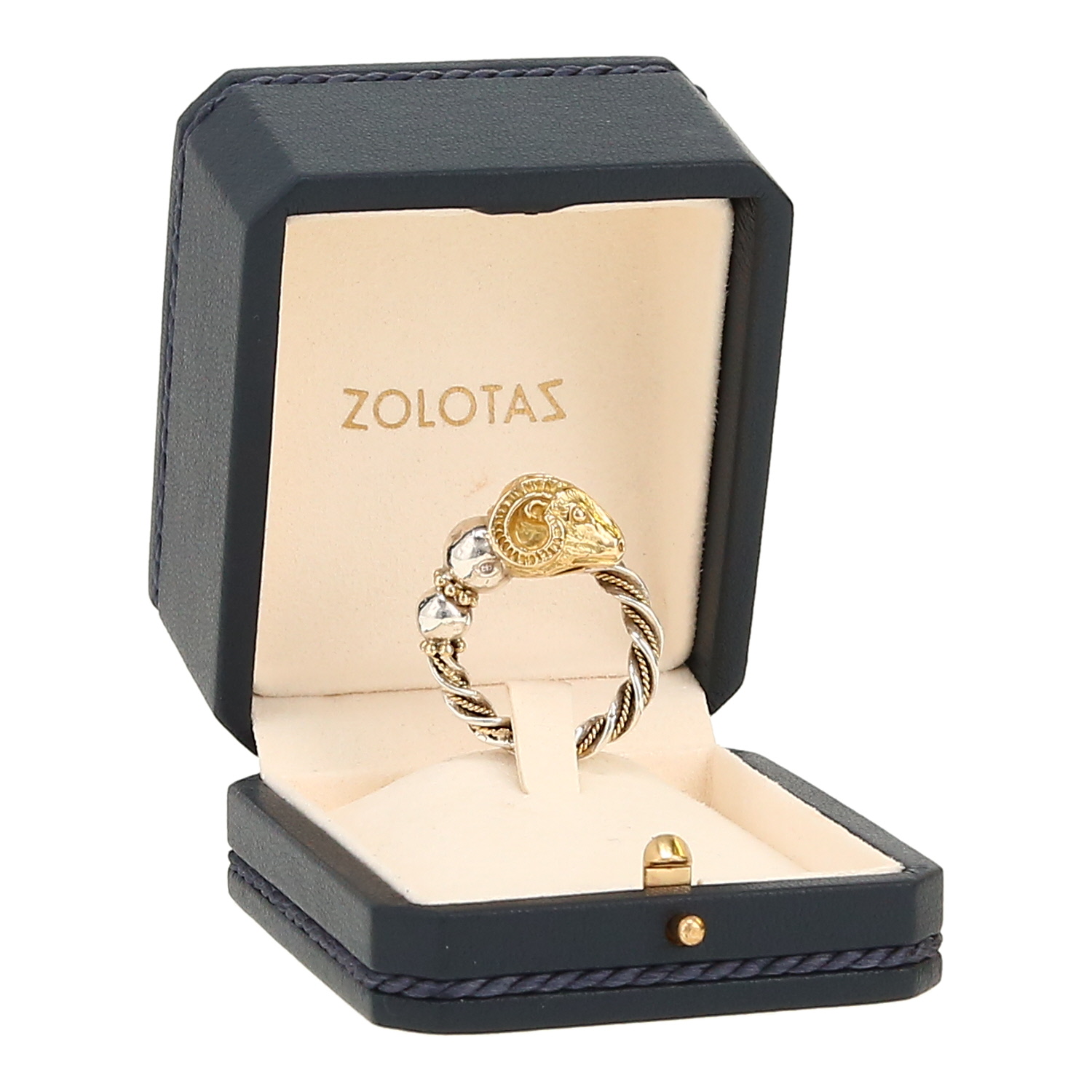 Zolotas  ring in yellow gold and silver - Detail D2