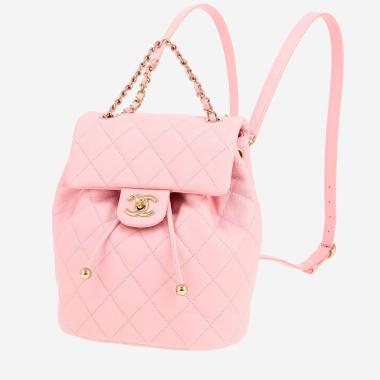 Sac à dos Chanel  Sac à dos en cuir grainé rose