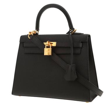 Bolso de mano Hermès  Kelly 25 cm en cuero epsom negro