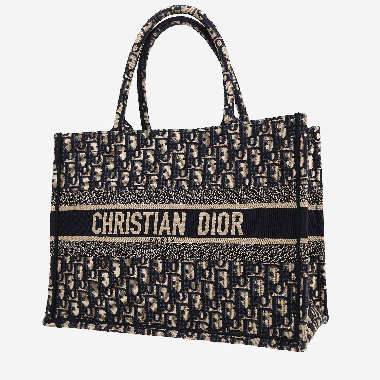 Shopping bag Dior  Book Tote in tessuto a monogramma Oblique blu e beige