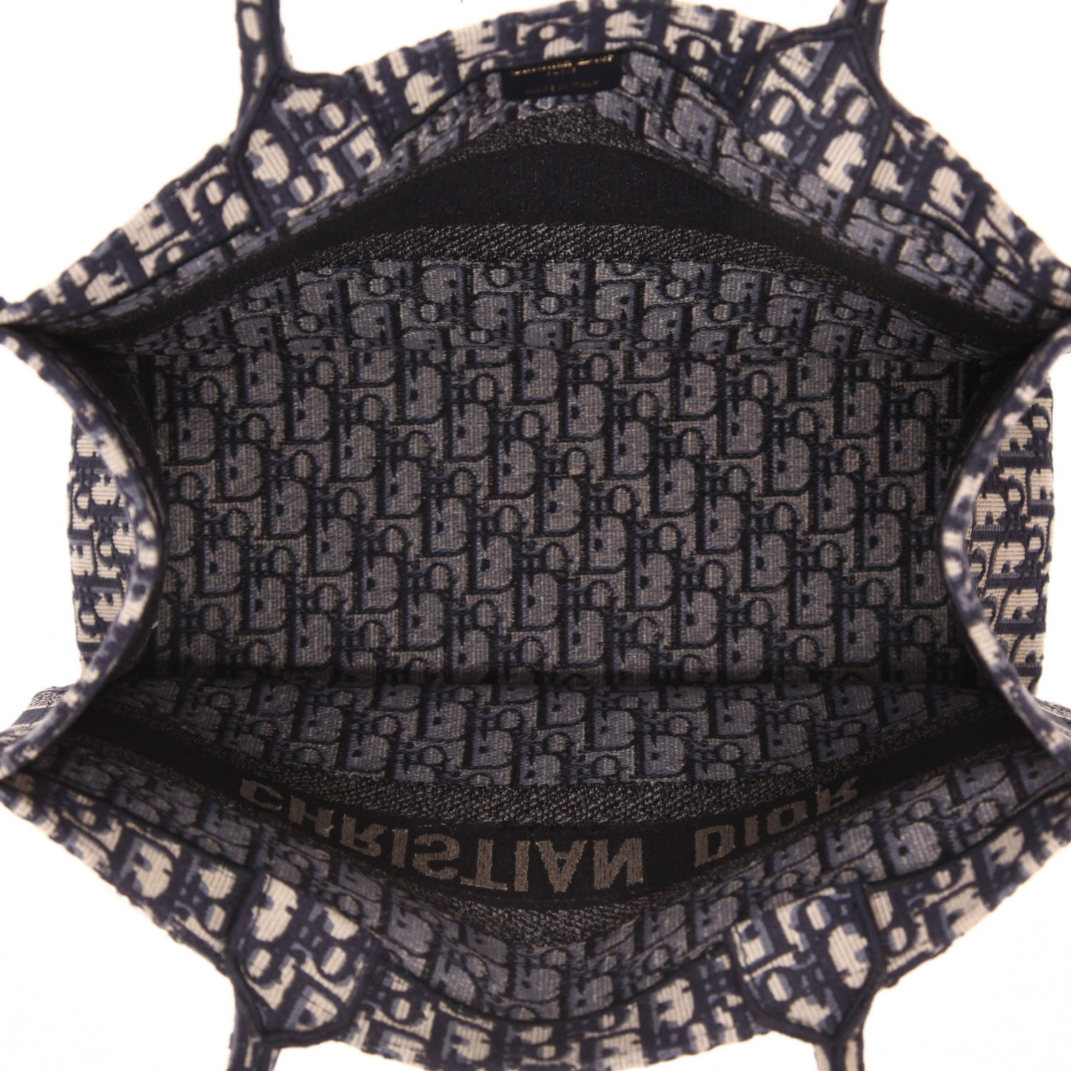 Sac cabas Dior  Book Tote en toile monogram Oblique bleue et beige - Detail D3