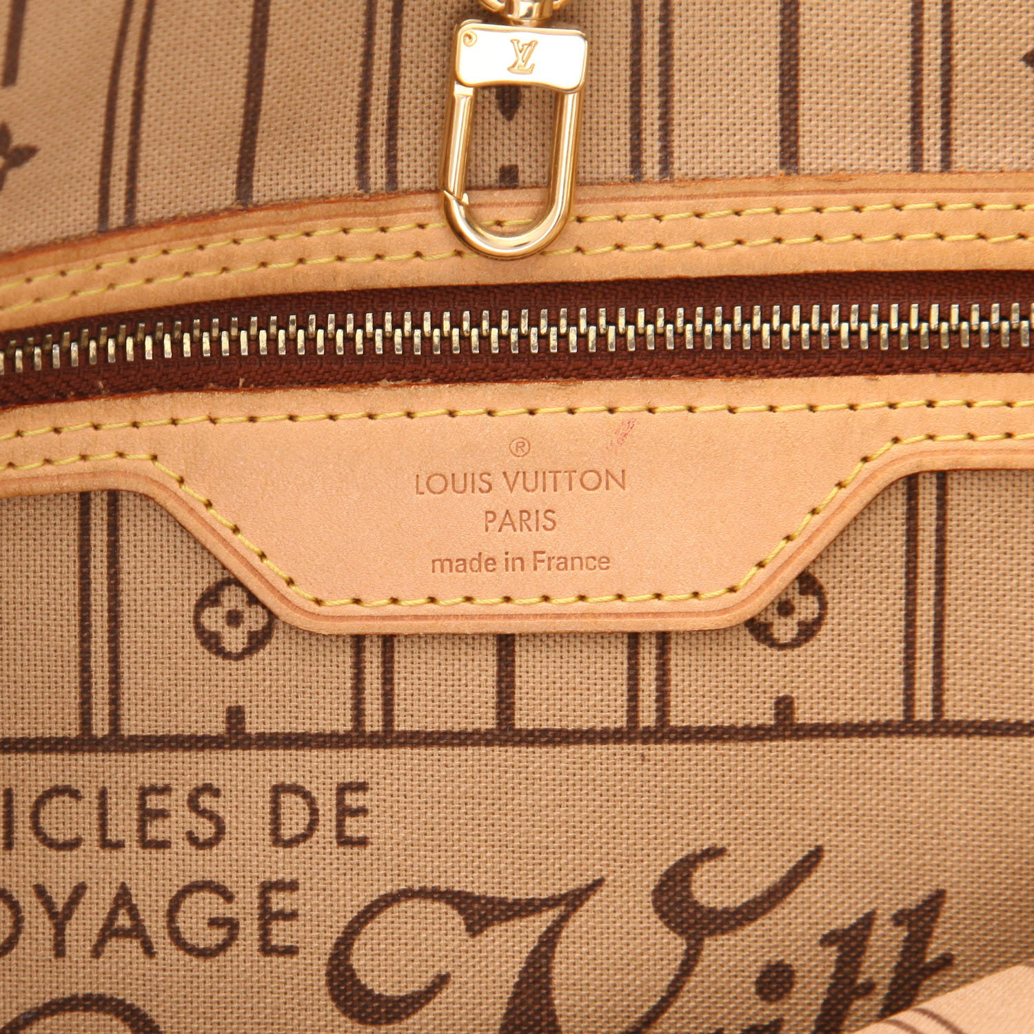 Shopping bag Louis Vuitton  Neverfull modello piccolo  in tela monogram marrone e pelle naturale - Detail D2