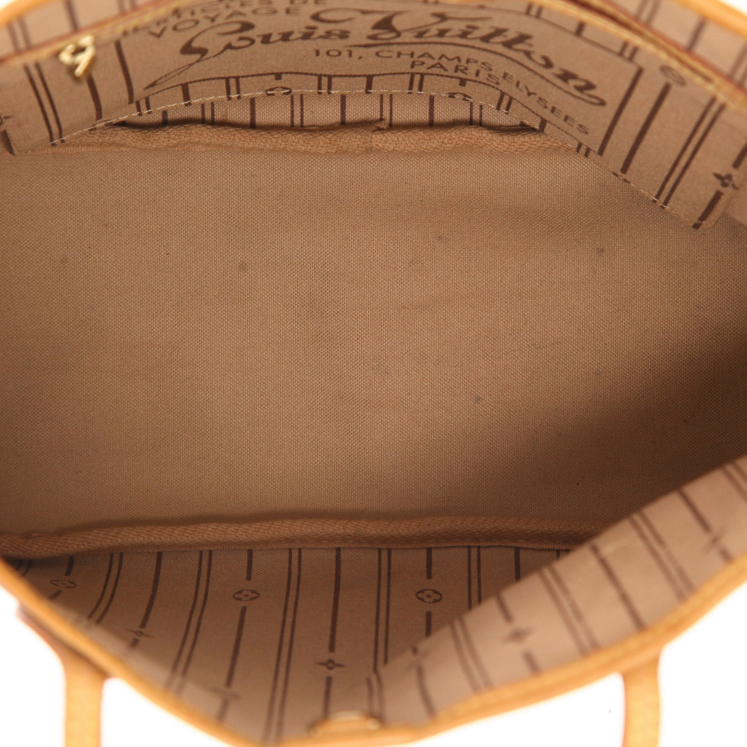 Louis Vuitton  Neverfull small model  shopping bag  in brown monogram canvas  and natural leather - Detail D3