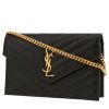 Sac bandoulière Saint Laurent  Cassandre Envelope Chain Wallet en cuir grainé matelassé noir - 00pp thumbnail