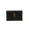 Sac bandoulière Saint Laurent  Cassandre Envelope Chain Wallet en cuir grainé matelassé noir - 360 thumbnail