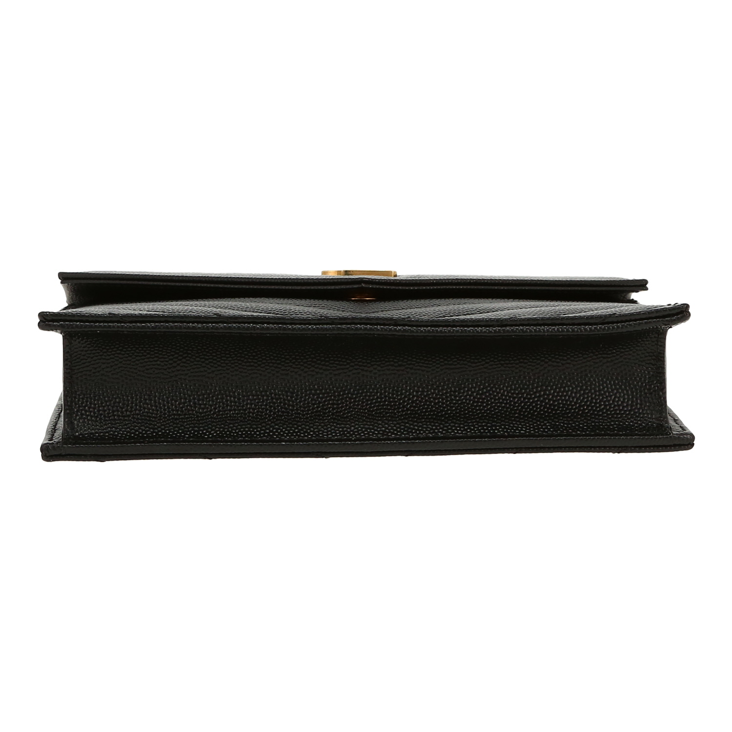 Bolso bandolera Saint Laurent  Cassandre Envelope Chain Wallet en cuero granulado acolchado negro - Detail D1