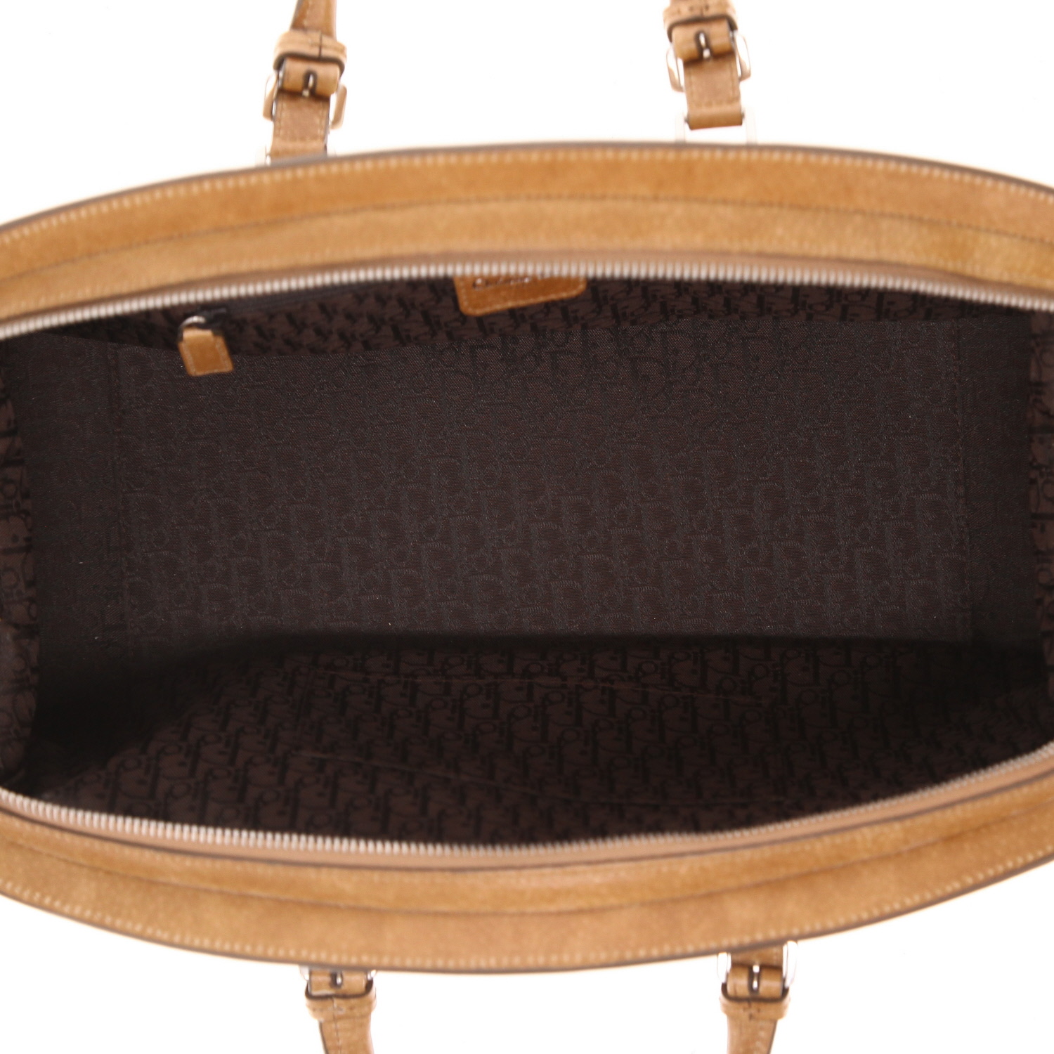 Bolso de mano Dior  Détective en lona beige y cuero marrón - Detail D3