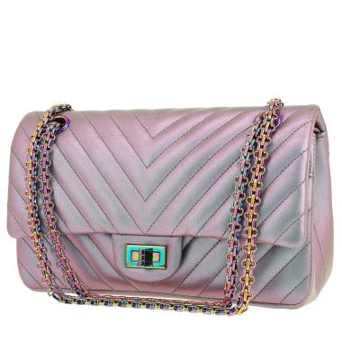 Borsa a tracolla Chanel  2.55 in pelle trapuntata a zigzag viola