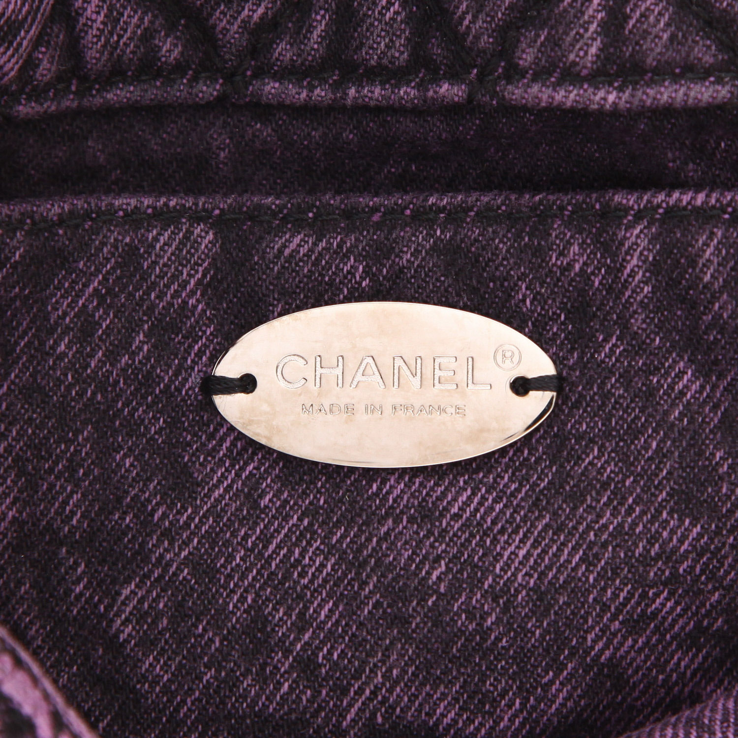 Bolso bandolera Chanel   en lona denim rosa y negra - Detail D2