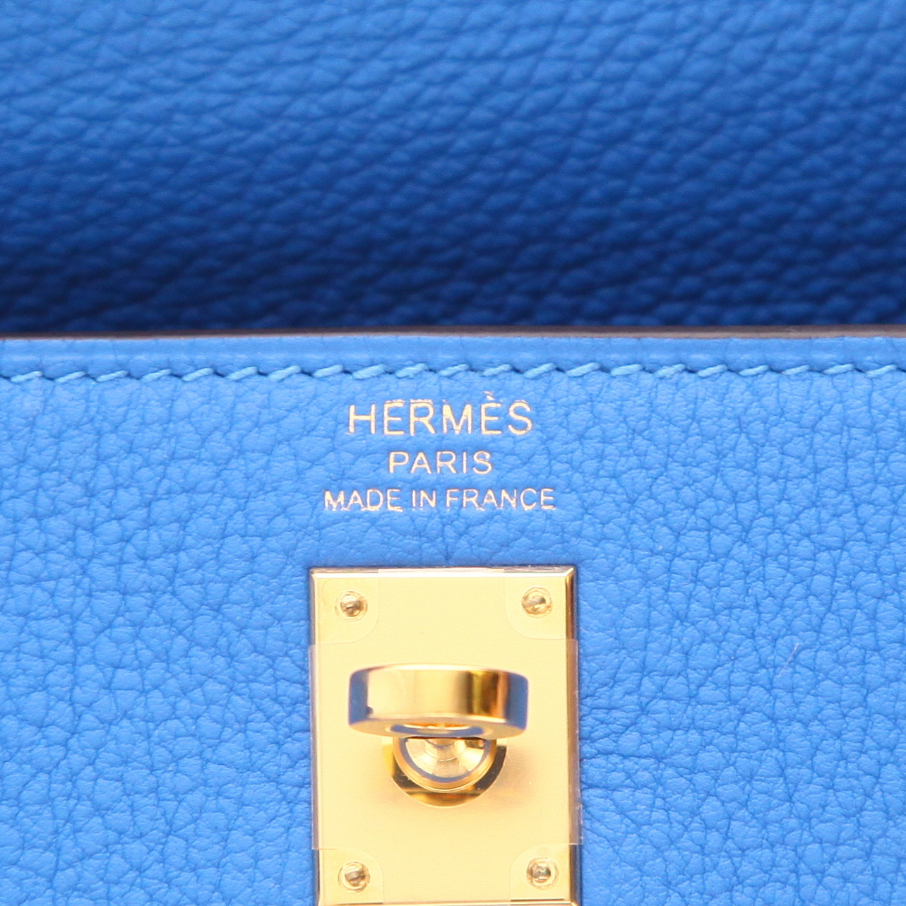 Borsa Hermès  Kelly 25 cm in pelle togo Bleu Hydra - Detail D2