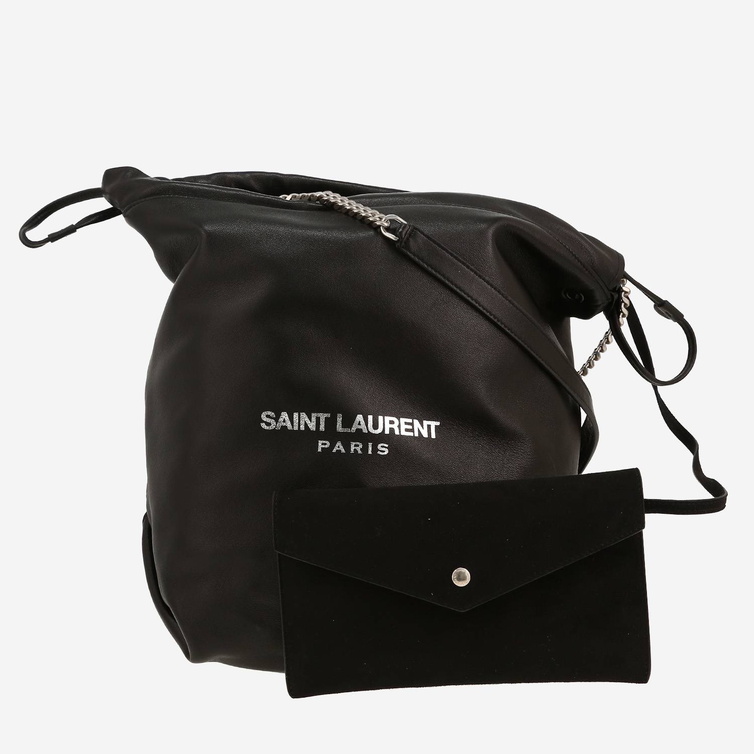 Bolso de mano Saint Laurent  Teddy Pochon en cuero negro