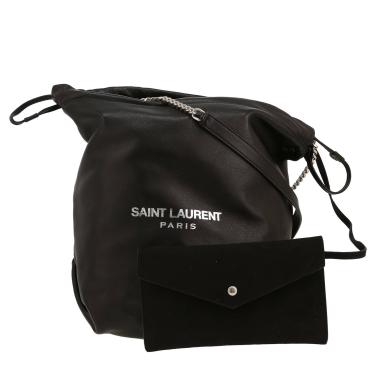 Bolso de mano Saint Laurent  Teddy Pochon en cuero negro