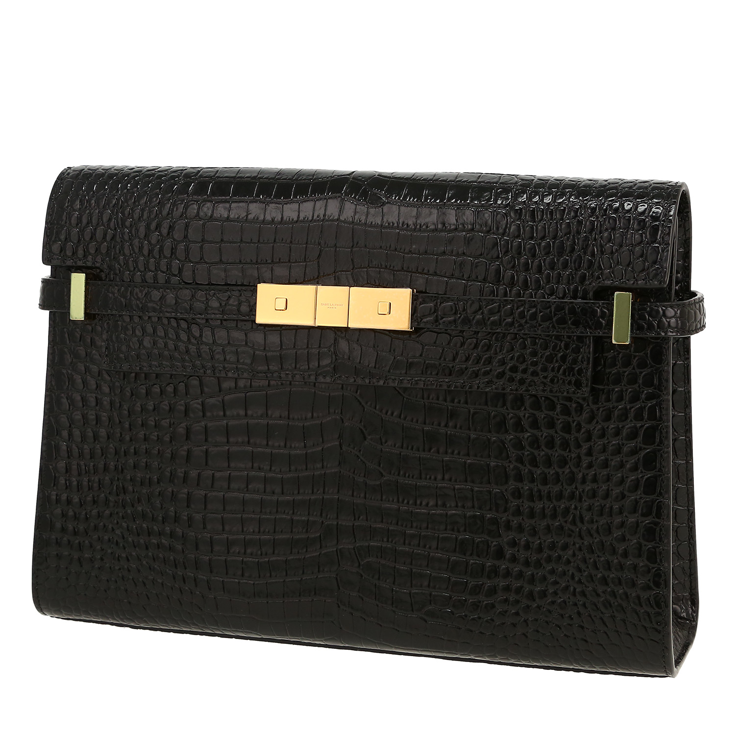 Sac à main Saint Laurent  Manhattan en cuir noir - Detail D4