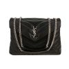 Saint Laurent  Loulou medium model  shoulder bag  in black chevron quilted leather - 360 thumbnail