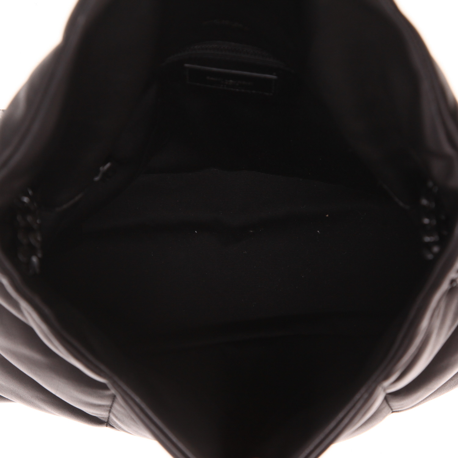 Bolso bandolera Saint Laurent  Loulou Puffer modelo grande  en cuero acolchado con motivos de espigas negro - Detail D3