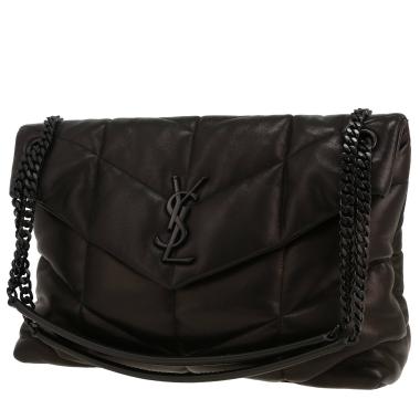 Saint Laurent  Loulou Puffer large model  shoulder bag  in black chevron quilted leather