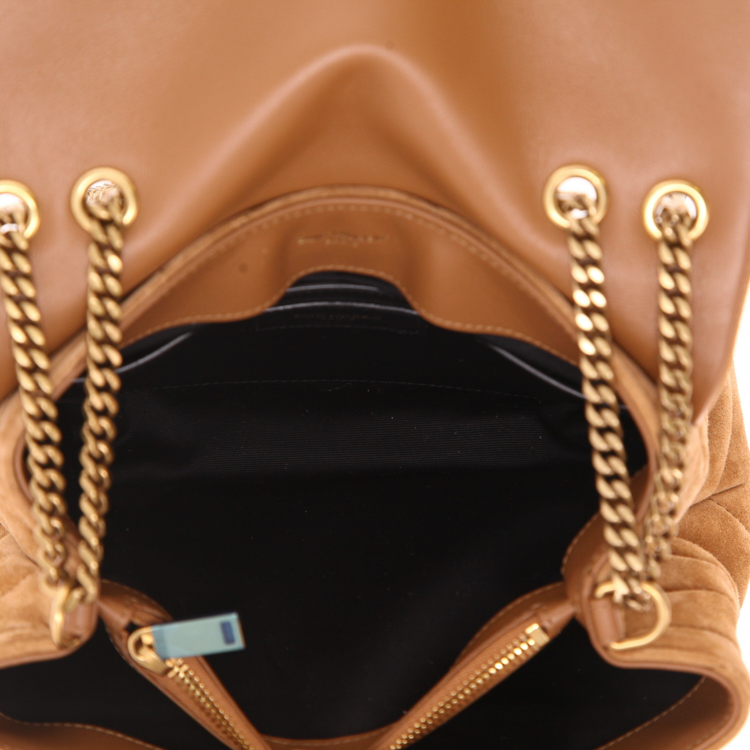 Bolso bandolera Saint Laurent  Loulou en Veau velours marrón - Detail D3