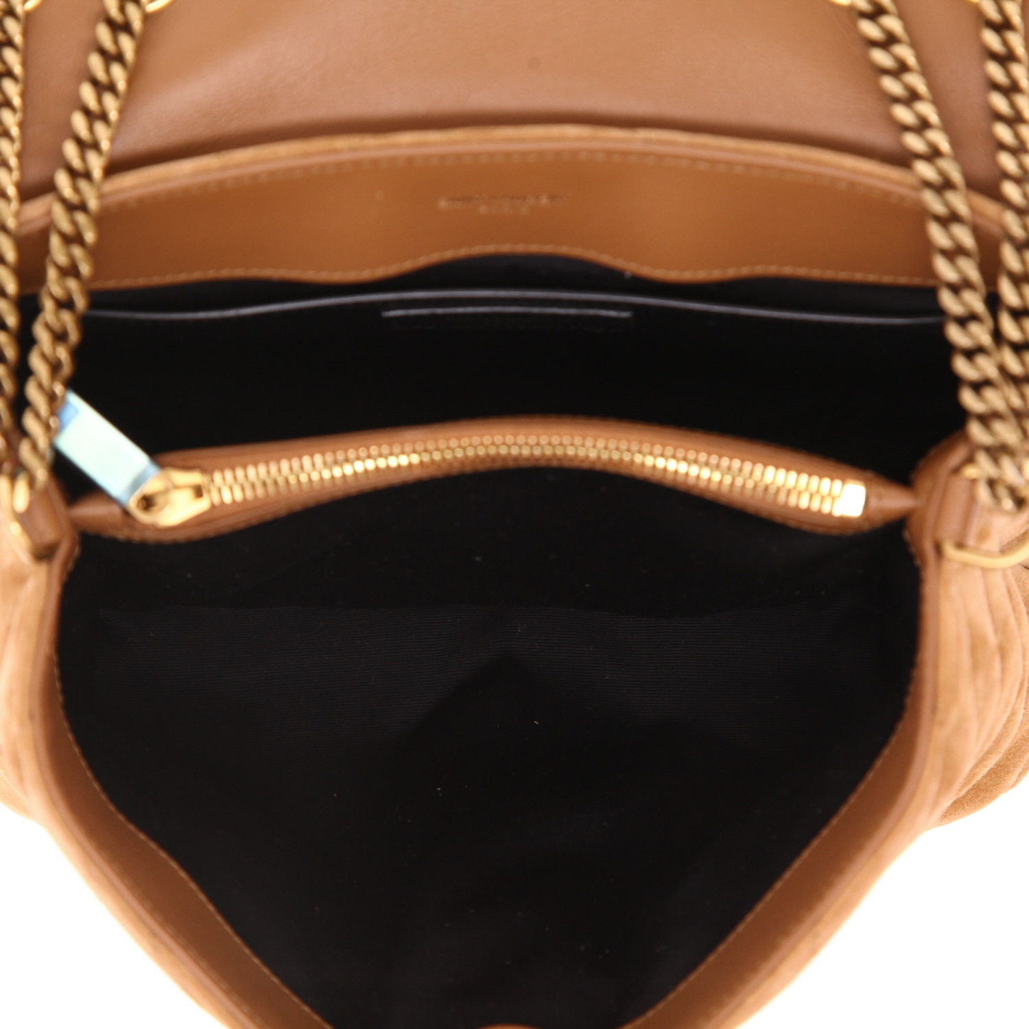 Saint Laurent  Loulou shoulder bag  in brown Veau velours - Detail D4