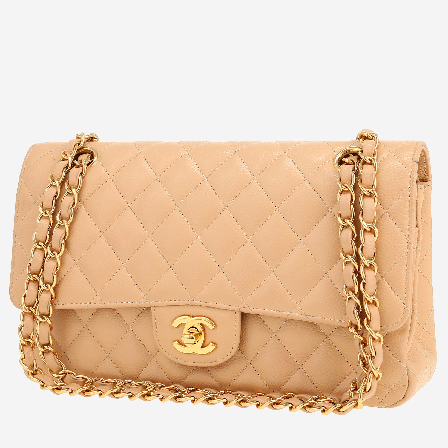 Chanel  Timeless Classic handbag  in beige quilted grained leather