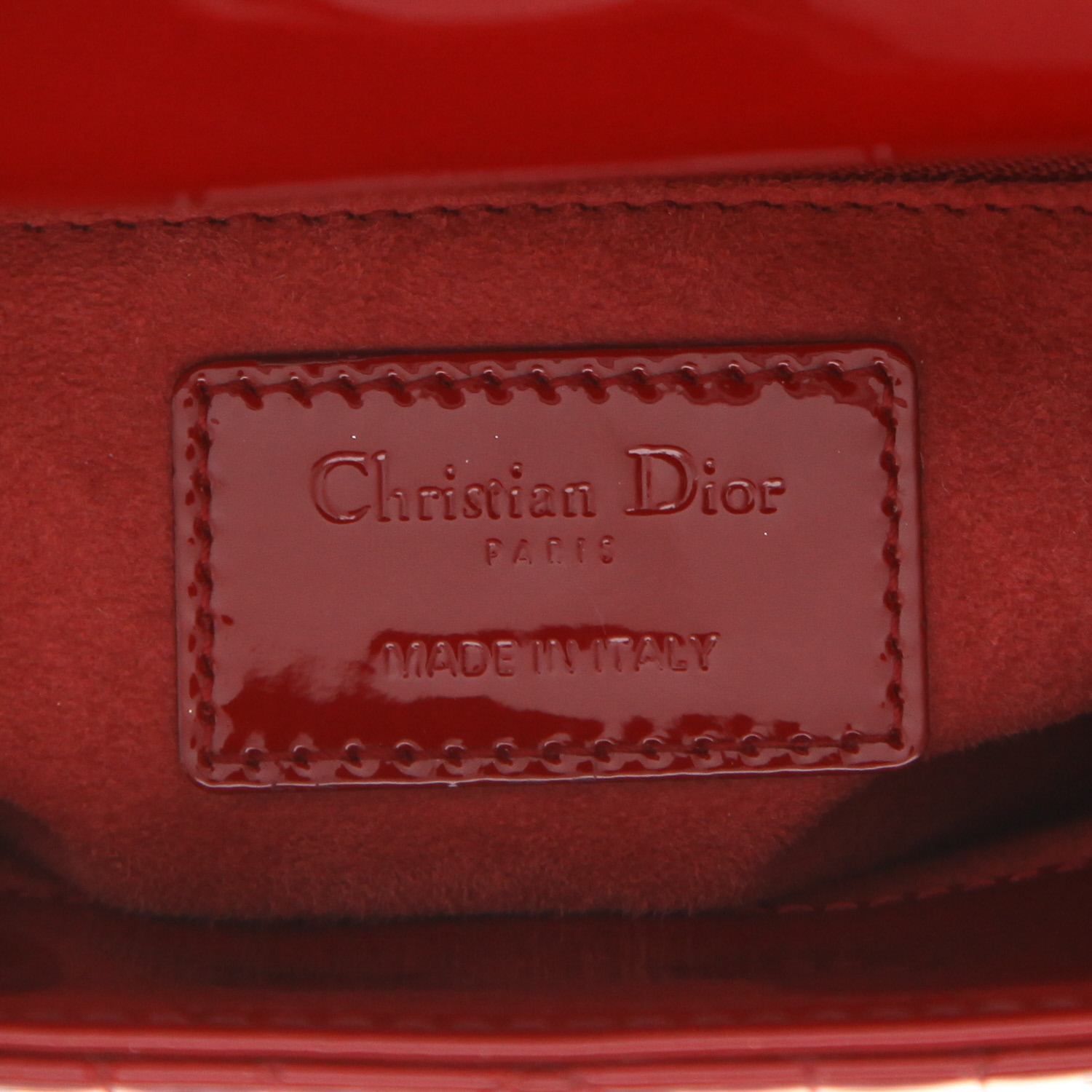 Sac à main Dior  Lady Dior en cuir verni rouge - Detail D2