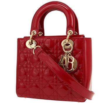 Sac à main Dior  Lady Dior en cuir verni rouge