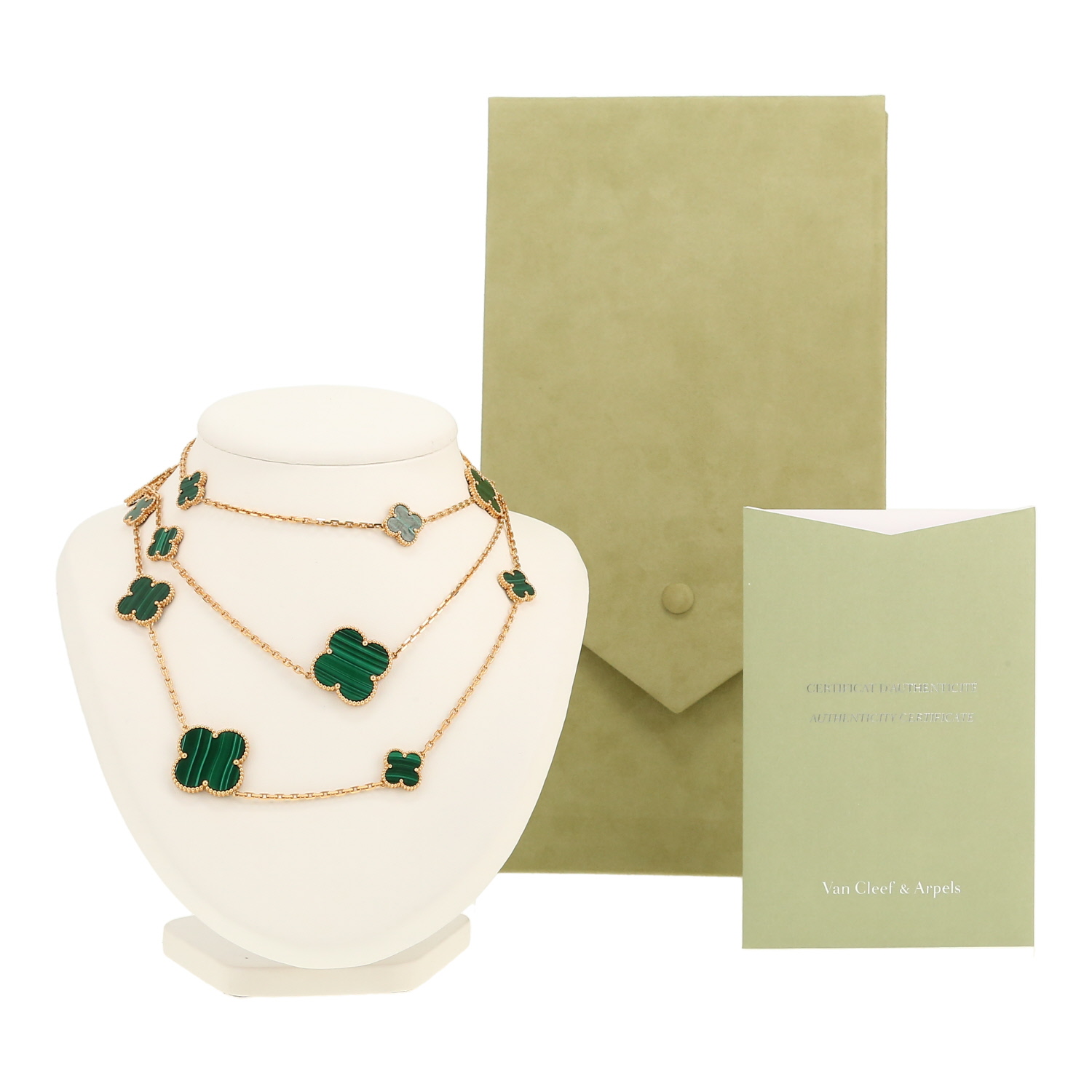 Sautoir Van Cleef & Arpels Magic Alhambra en or jaune et malachite - Detail D2