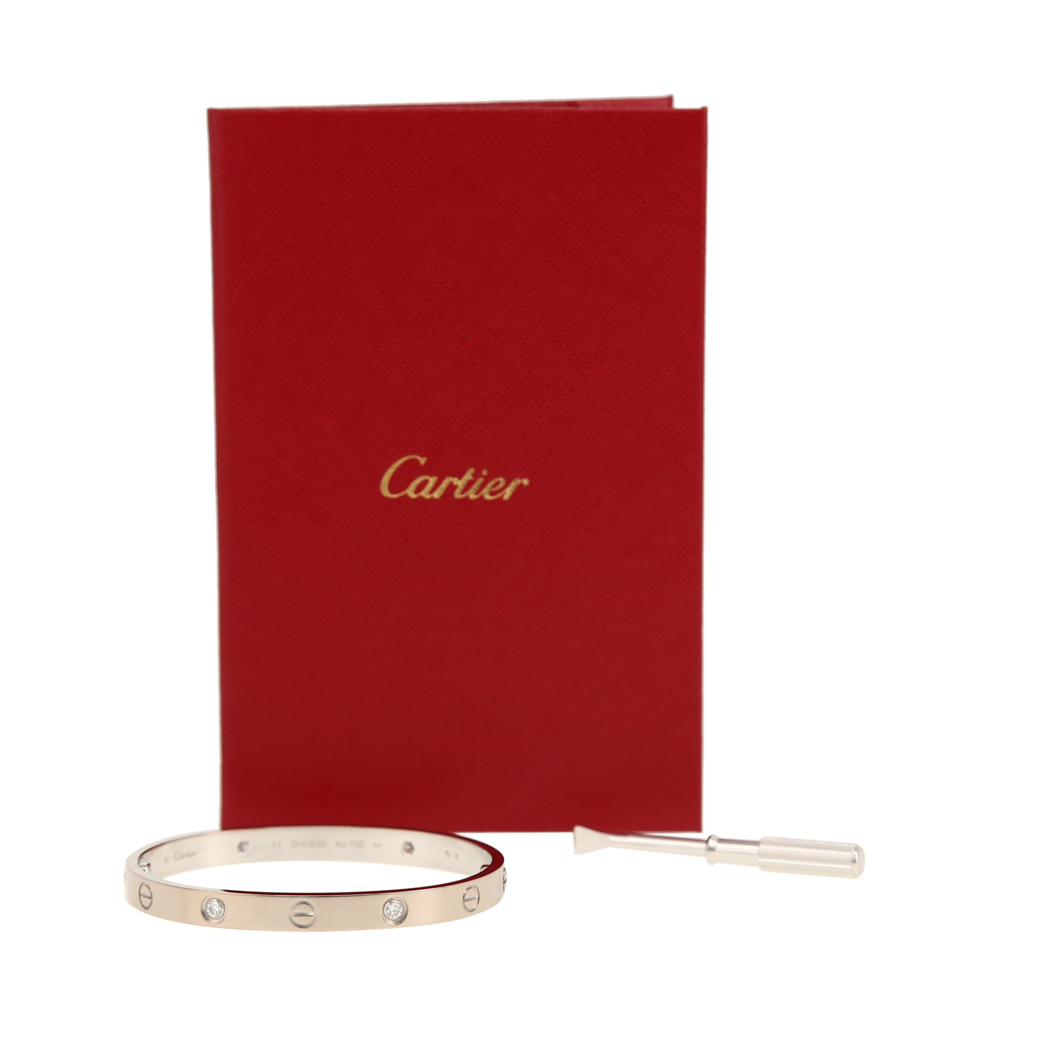 Cartier Love 4 diamants bracelet in white gold and diamonds, size 17 - Detail D2