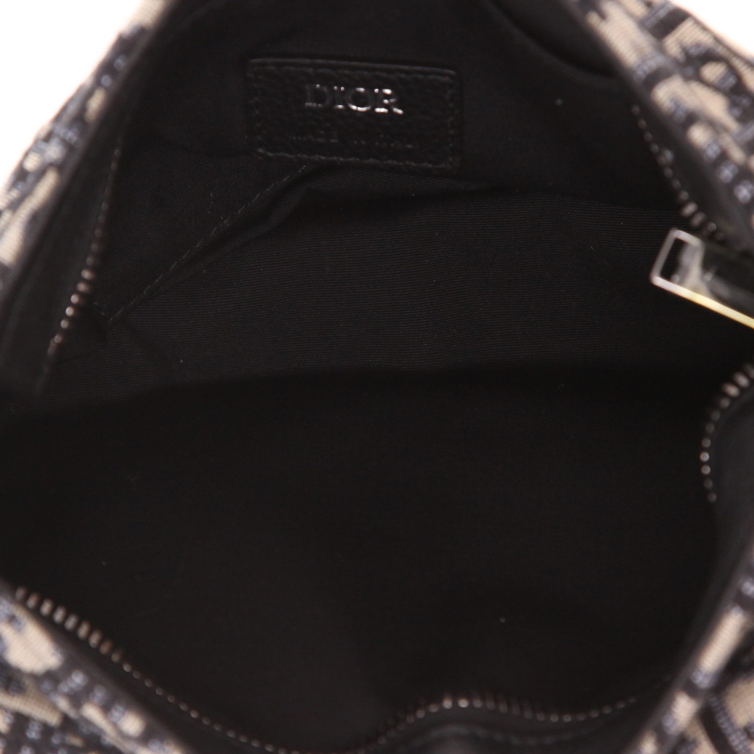 Dior  Saddle Messenger shoulder bag  in blue and grey monogram canvas Oblique  and black leather - Detail D3
