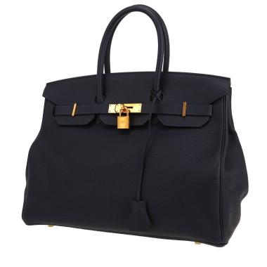 Bolso de mano Hermès  Birkin 35 cm en cuero togo azul marino