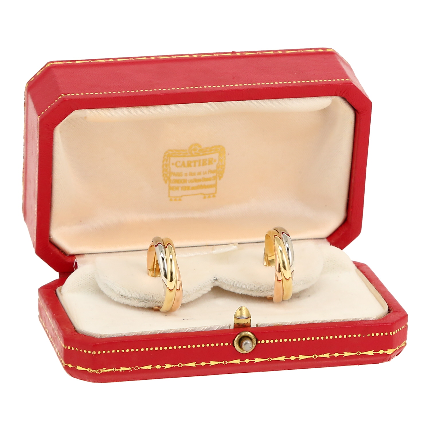 Paire de boucles d'oreilles Cartier Trinity en 3 ors - Detail D2
