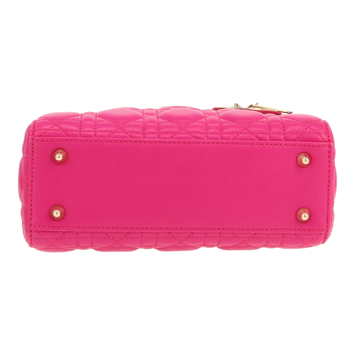 Dior  Lady Dior handbag  in pink leather cannage - Detail D1