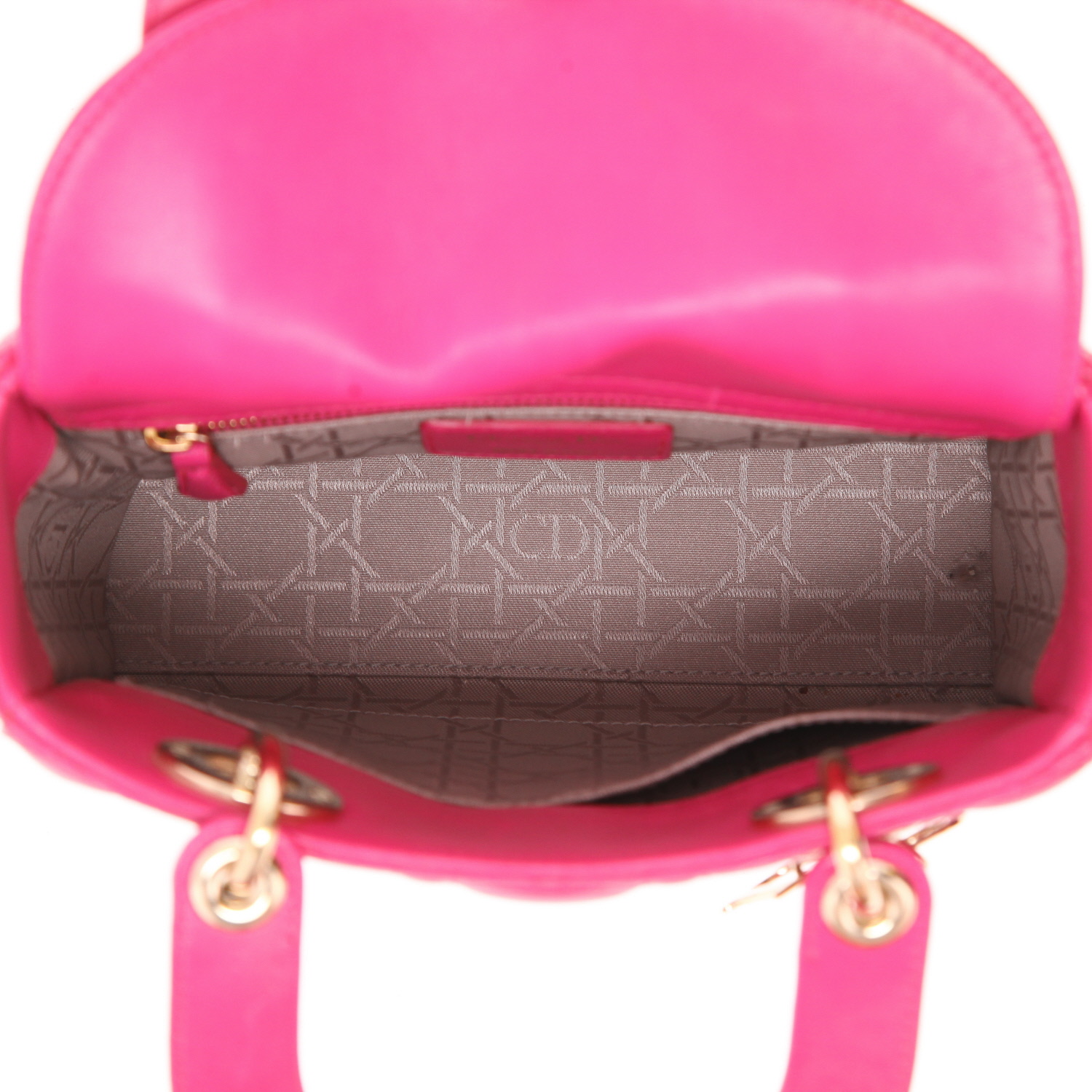 Bolso de mano Dior  Lady Dior en cuero cannage rosa - Detail D3