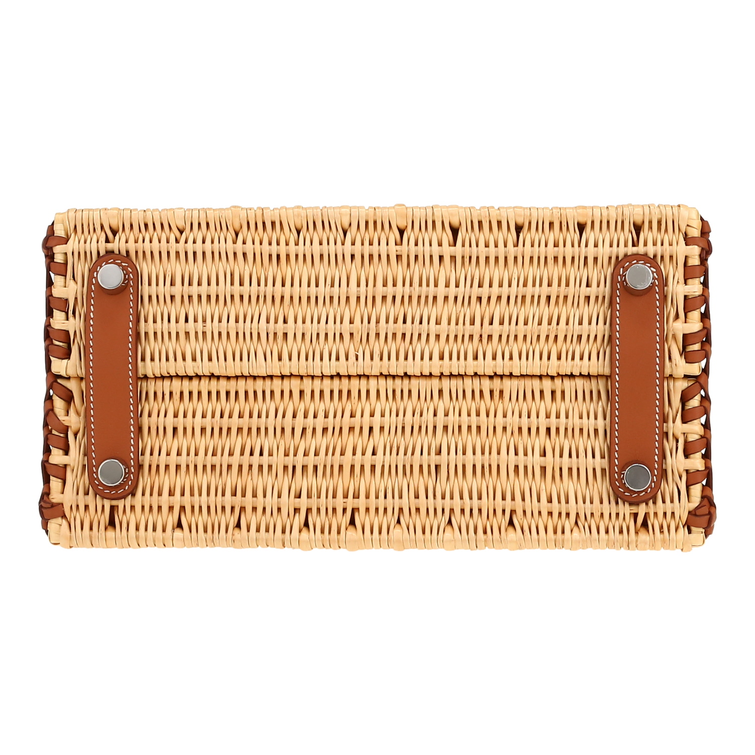 Sac à main Hermès  Birkin 25 cm Picnic en cuir Swift gold et osier - Detail D1