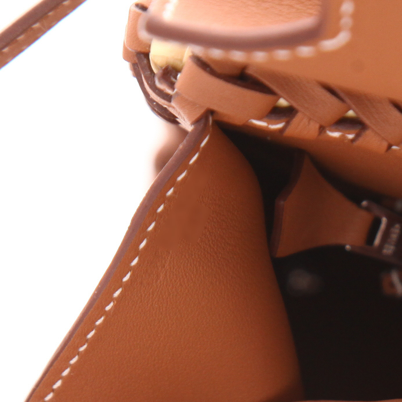 Sac à main Hermès  Birkin 25 cm Picnic en cuir Swift gold et osier - Detail D4