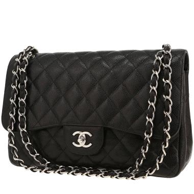 Sac bandoulière Chanel  Timeless Jumbo en cuir grainé matelassé noir