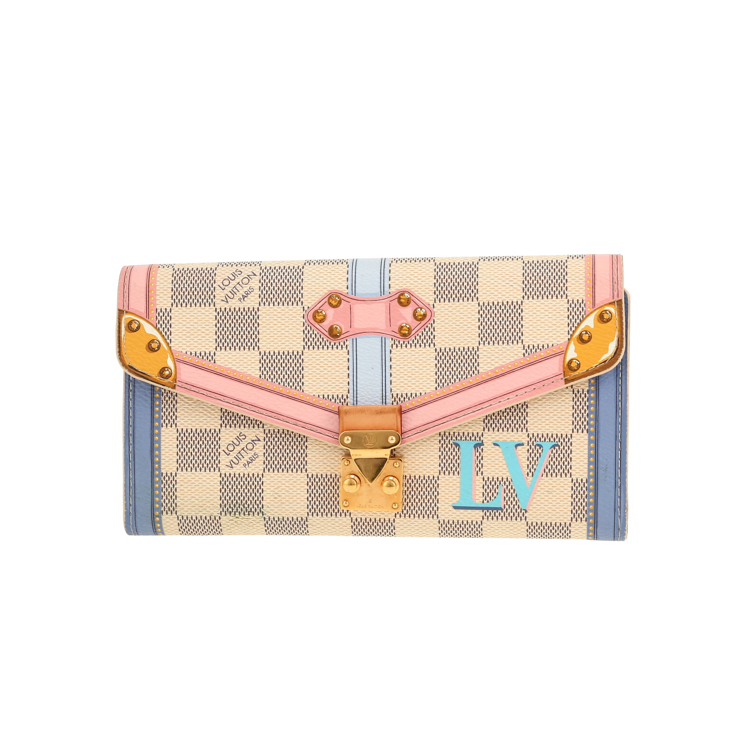 Sac bandoulière Louis Vuitton  Pallas en toile damier enduite azur - Detail D4