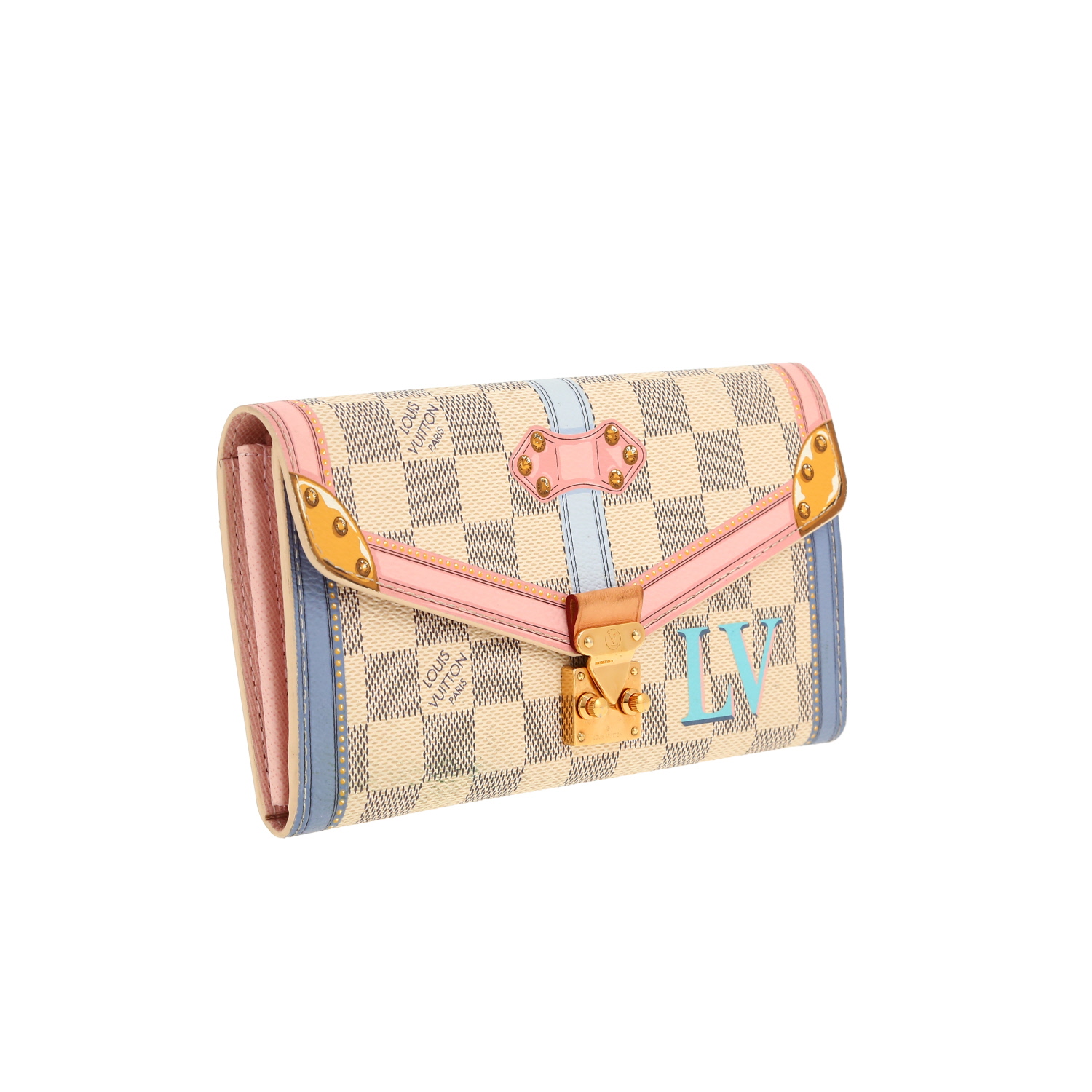 Louis Vuitton  Pallas shoulder bag  in azur damier canvas - Detail D5