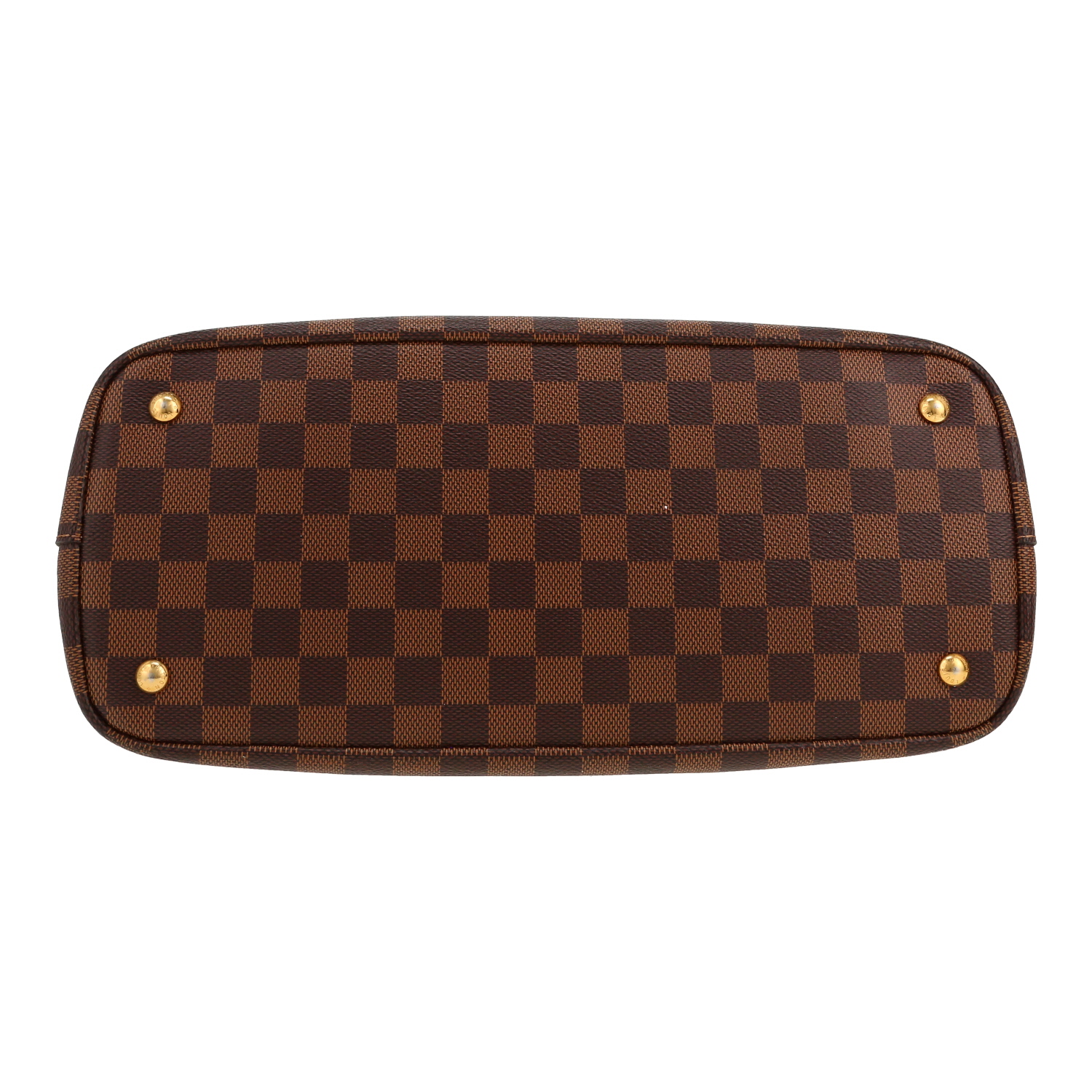 Borsa Louis Vuitton Kensington in tela cerata con motivo a scacchi ebano e pelle marrone - Detail D1