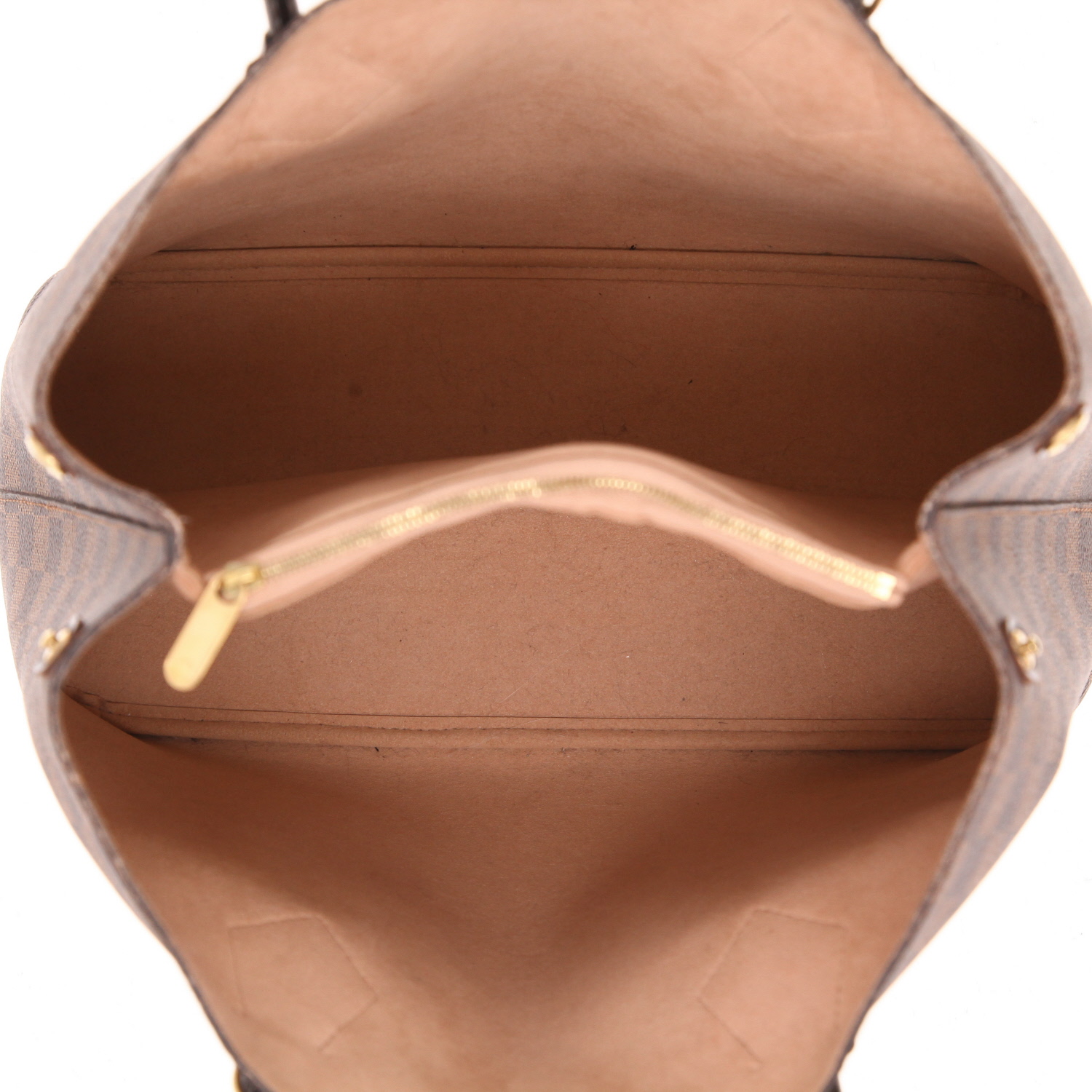 Bolso de mano Louis Vuitton Kensington en lona a cuadros revestida ébano y cuero marrón - Detail D3