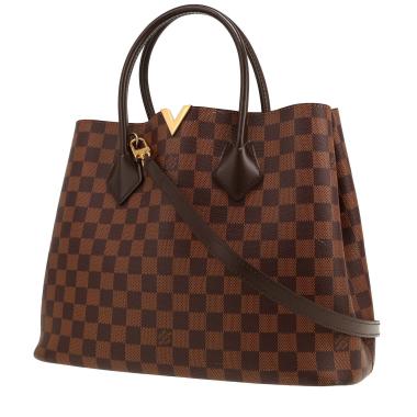 Borsa Louis Vuitton Kensington in tela cerata con motivo a scacchi ebano e pelle marrone