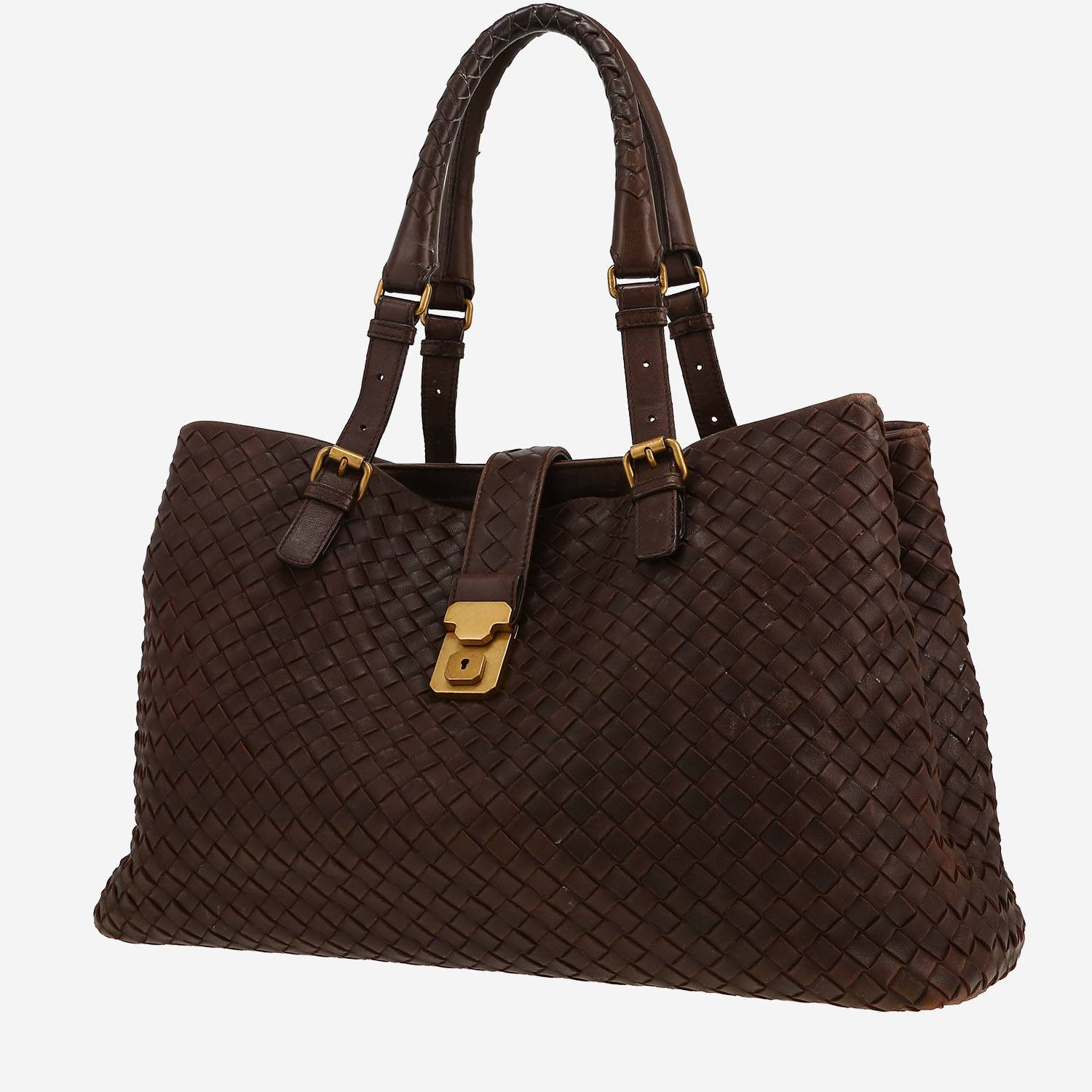 Bottega Veneta  Roma handbag  in brown intrecciato leather
