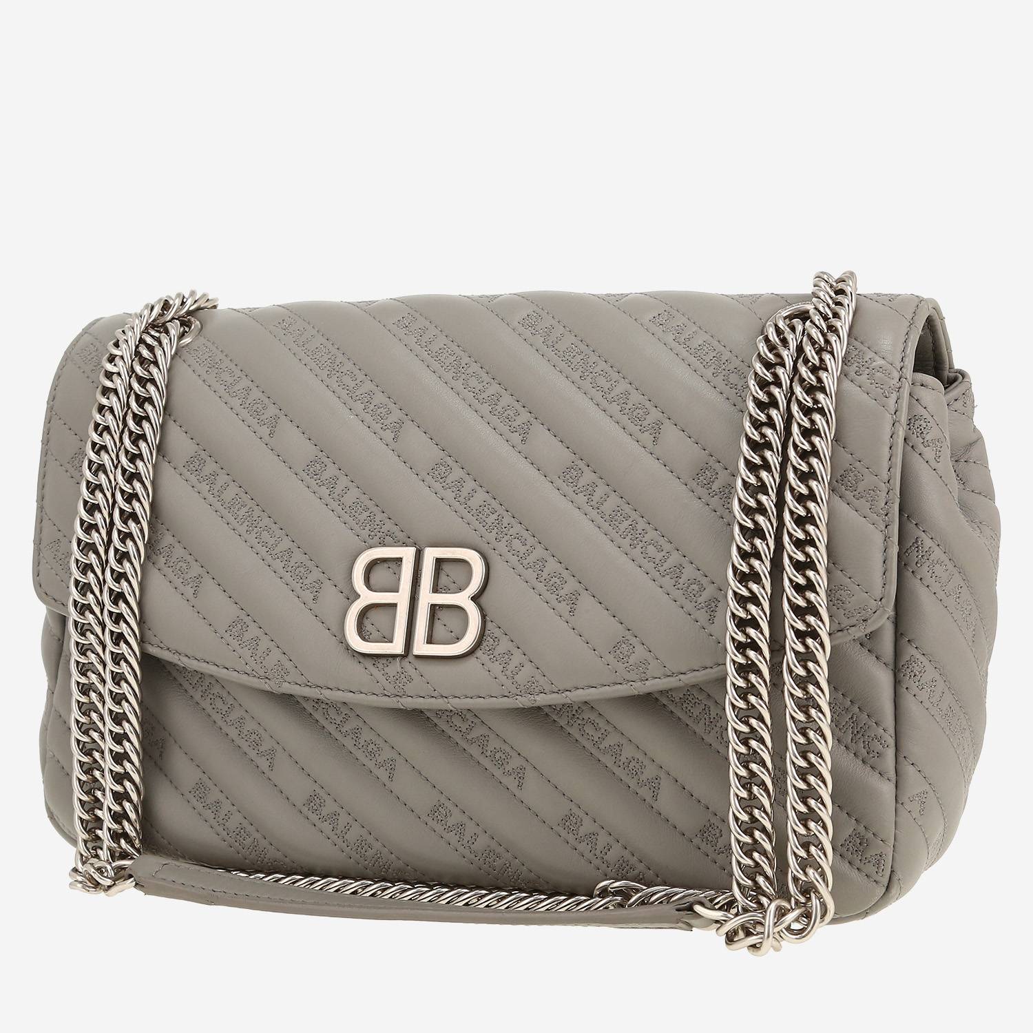 Sac bandoulière Balenciaga  BB Chain en cuir gris